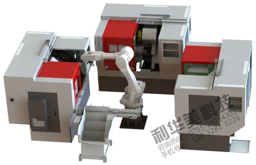 加工中心關(guān)節(jié)機器人一對三配提升料倉